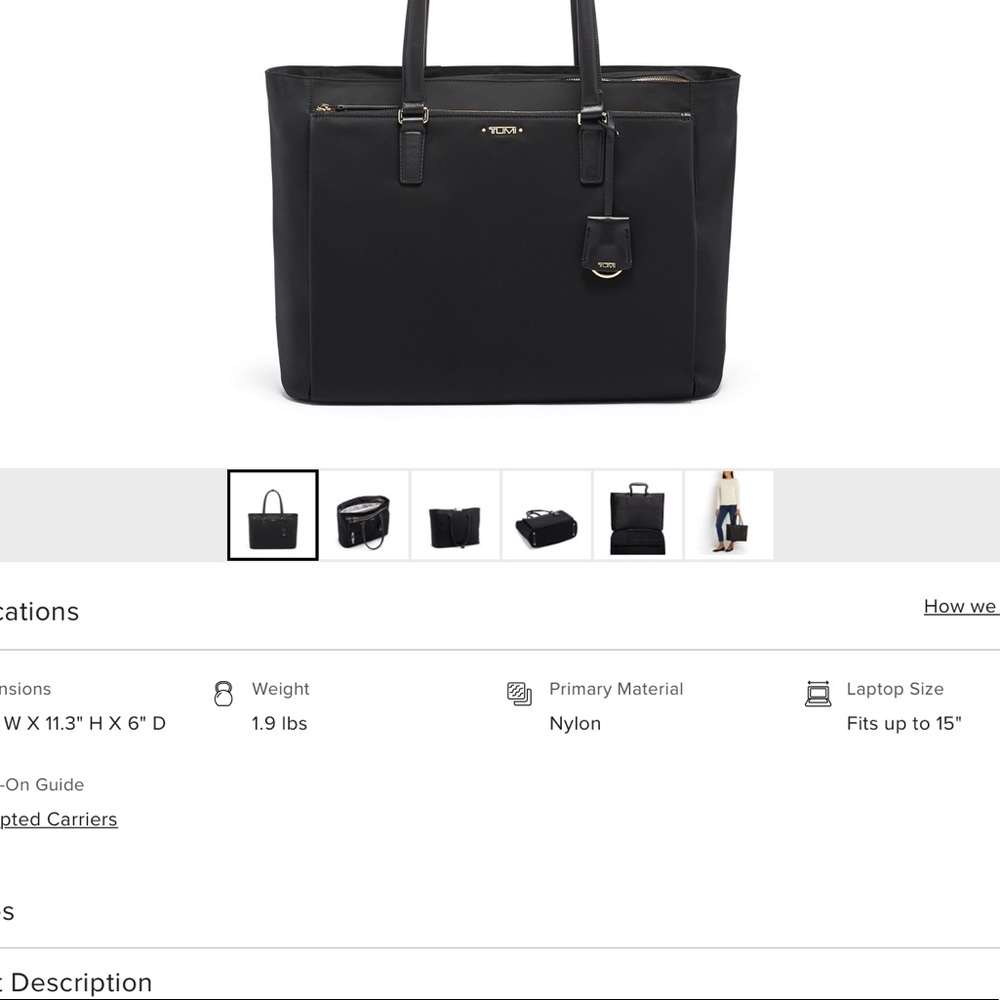 COPY - Tumi Bailey Business Tote, NWOT, 16.5”W x 11.3”H x 6”D, weight 1.9lbs, N…